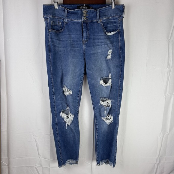 torrid Denim - Torrid Premium Women's Jegging Jeans Blue 16R Distressed Crop 26"‎ Inseam